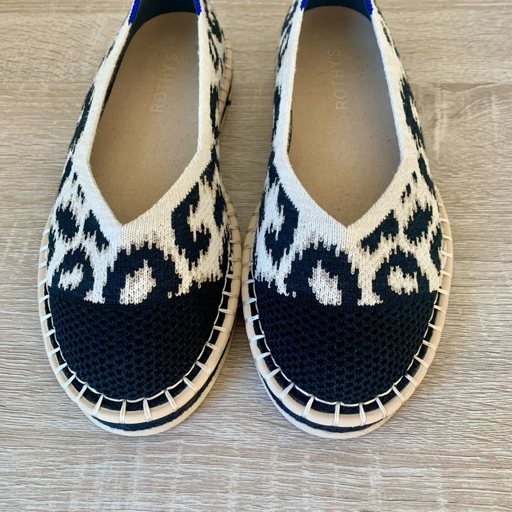 Rothy's Black and White Patterned Sandy Cat Espadrilles - Picture 2 of 7